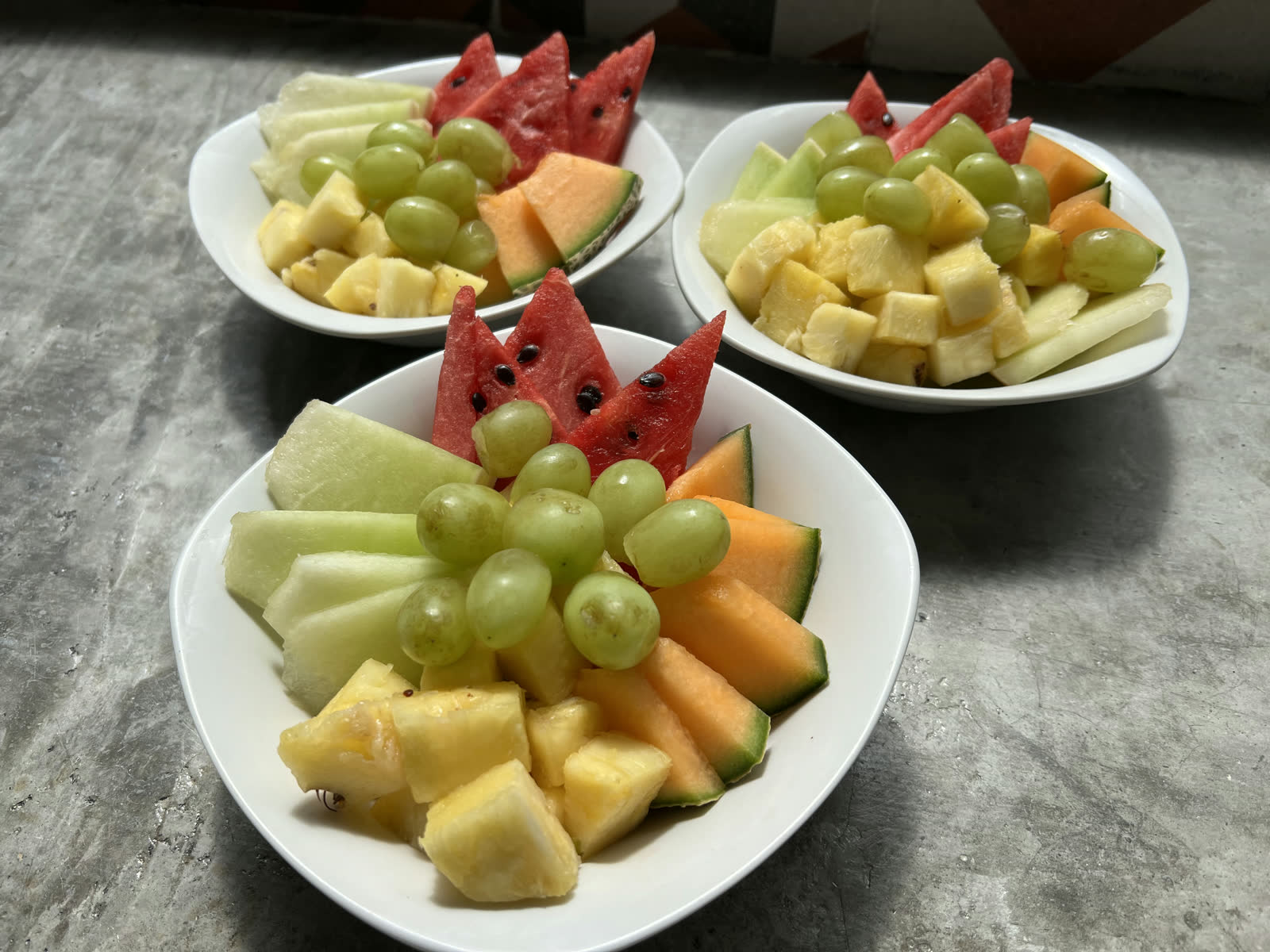 Plates of fresh fruit